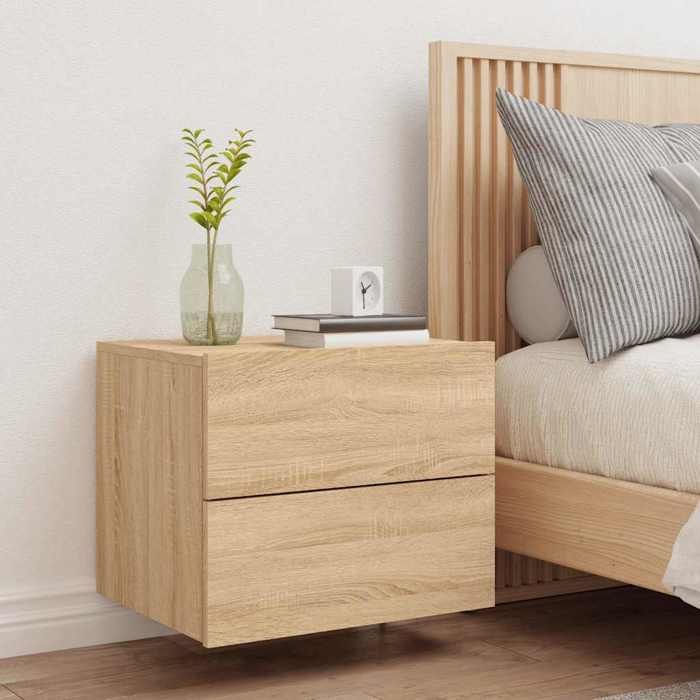 Maison Exclusive - Table de chevet murale avec lumières LED chêne sonoma