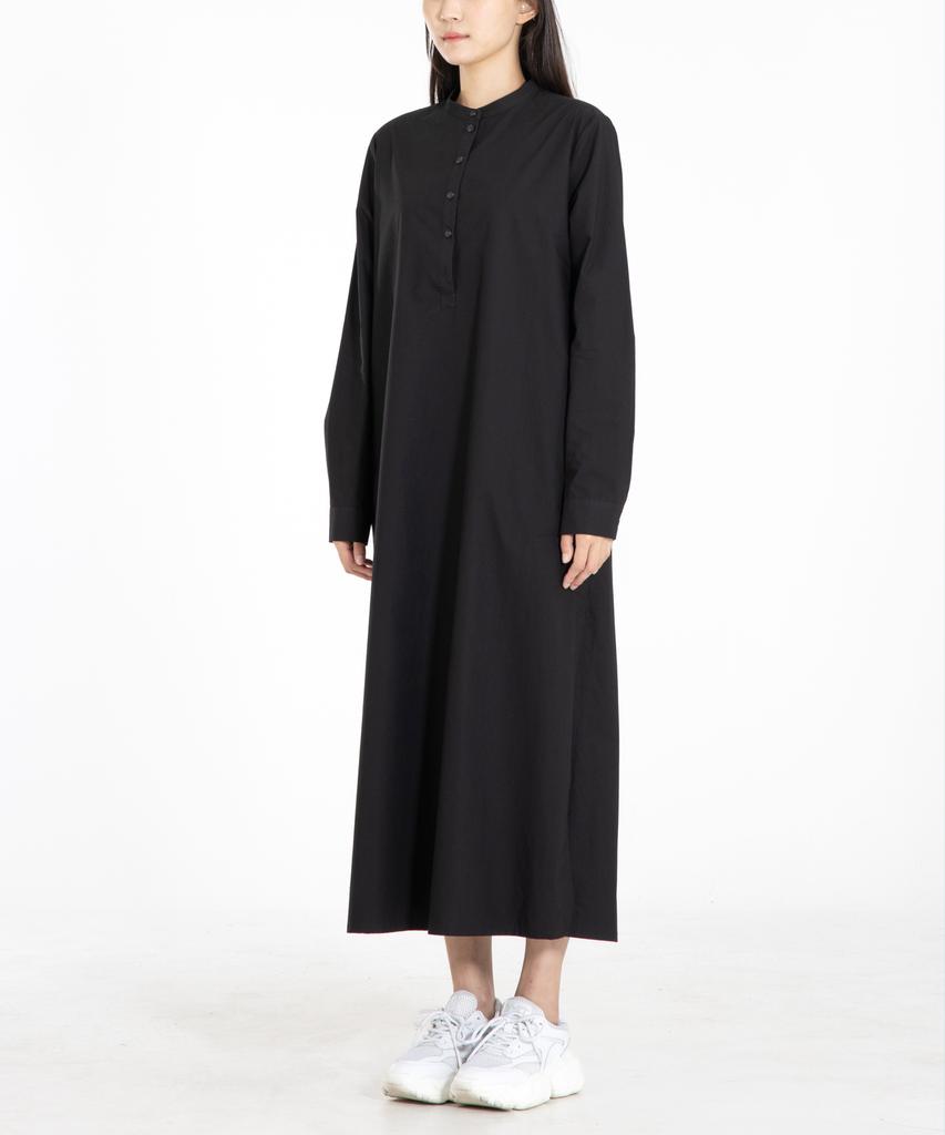 Row To Row Wrd036 Washed Fine Cotton Long Shirt Dress (Ash Black)