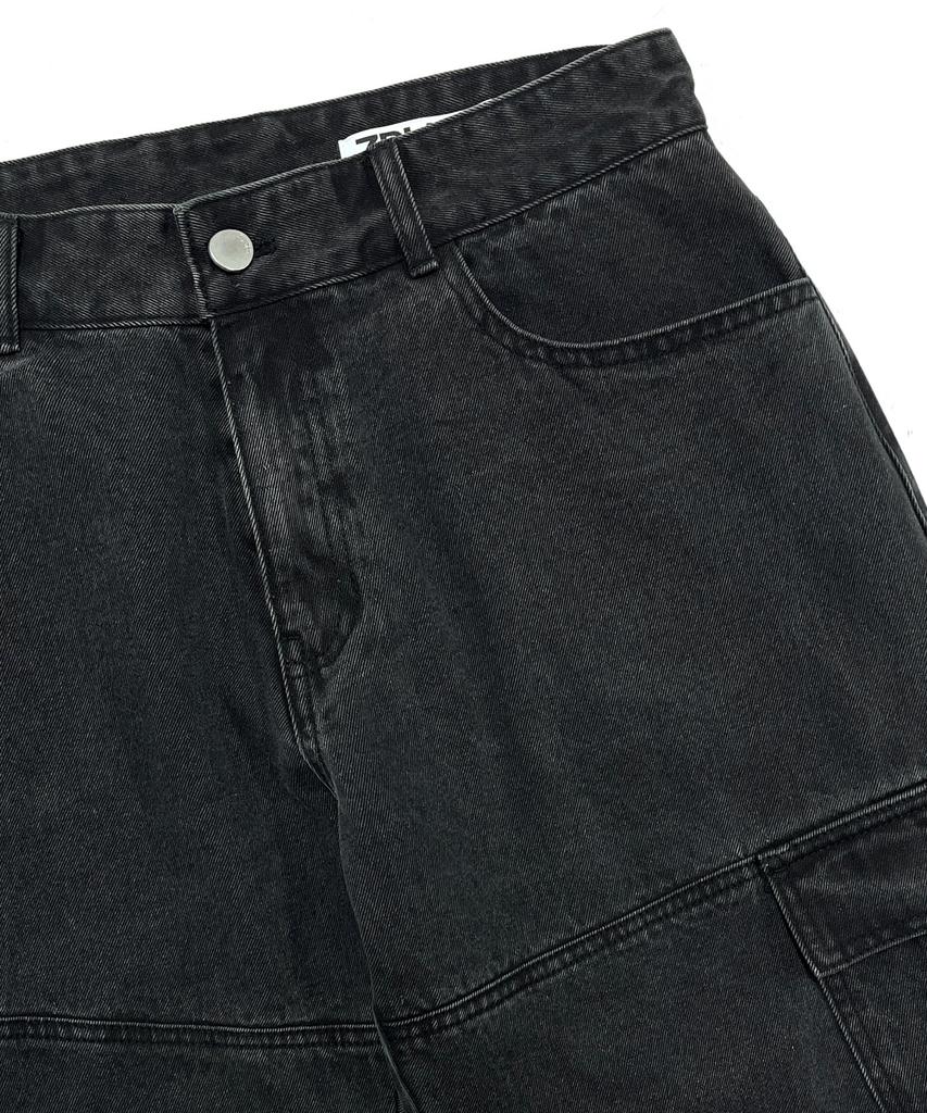 ZPLISH Pantalon Cargo en Denim Pierre Noir