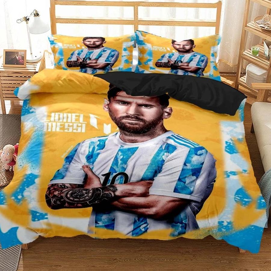 Lionel Mesi Beding set Fotbal Star Soft Duvet Cover Set Beding Set King Quen Double Twin Sized Dimensions Warm Comforter Cover Set For Decor