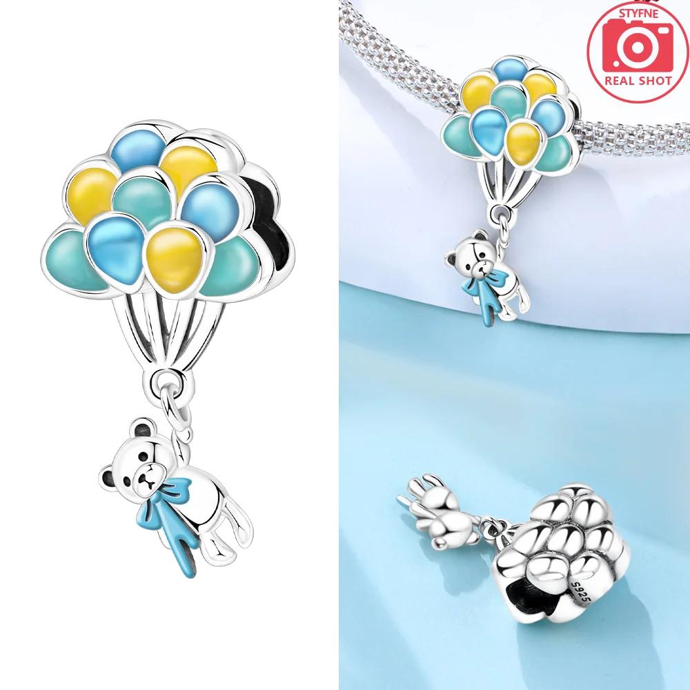 Charmscopper Original Blue Balloon Bear Coffee Tree Sloth Green Zircon Animal Beads Fit Bracelet Women Jewelry Diy Gift