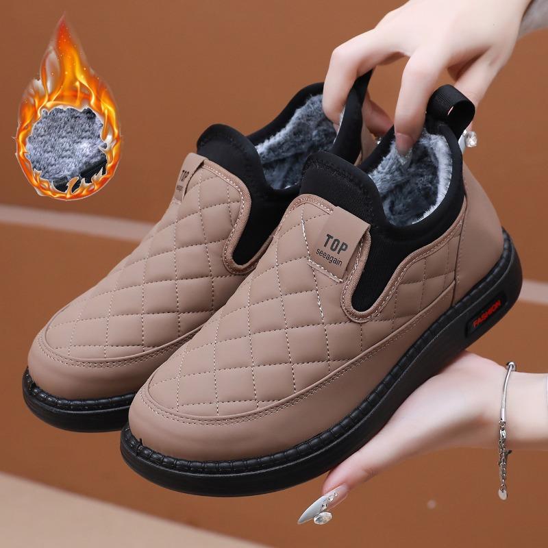 2025 New Cotton Shoes Women's Snow Boots Winter Fleece Thickened and Warm One-foot Non-slip Waterproof Cotton Boots Mom Shoes