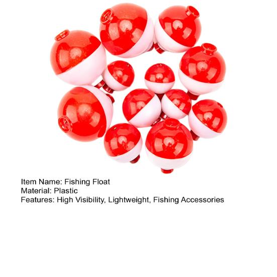 12Pcs Round Fishing Floats Mixed Sizes Lightweight High Visibility Red White Buoyancy Ball Buoy Bobber Float Saltwater Freshwater Carp