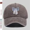 Pc Pcs for Mens  Womens Adjustable Trucker Cap with Bow Print  Vintage Washed Buckle Strap Lightweight Baseball Hat Suita