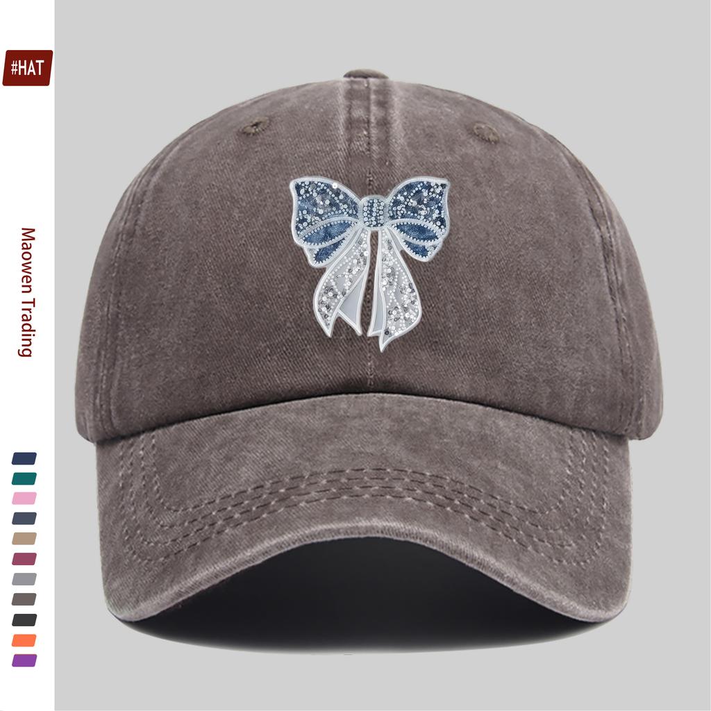 Pc Pcs for Mens Womens Adjustable Trucker Cap with Bow Print Vintage Washed Buckle Strap Lightweight Baseball Hat Suita