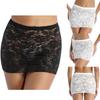 Womens Sheer Lace Miniskirt Floral Pattern Design Mid Waist Elastic Band Nighttime Lingerie Skirt