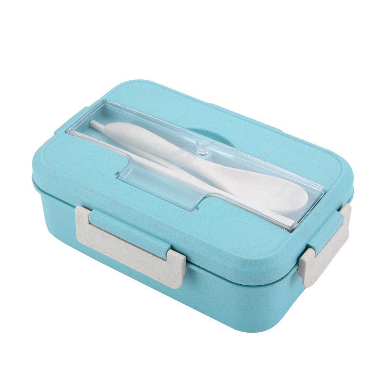 Wheat Straw Bento Lunch Box with Cutlery - Portable, Sealed, Compartmented for Students & Office Workers