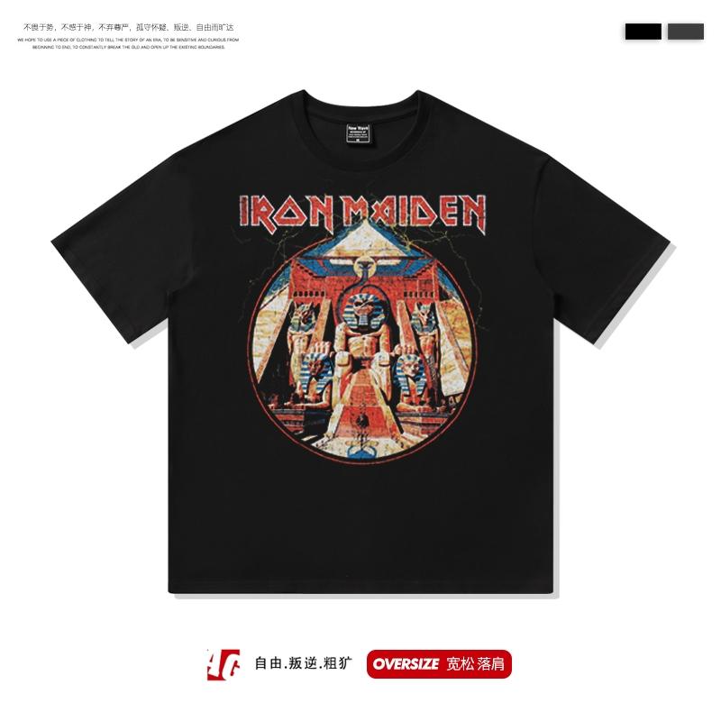 2025 Europe and The United States High Street American Heavy Metal Rock Short Sleeve T-shirt Men and Women Bf Half-sleeve Top