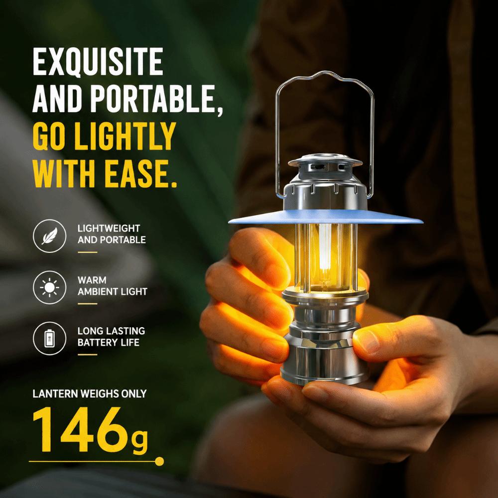 USB Rechargeable LED Camping Lantern Vintage Hiking Flashlight Tent Atmosphere Light  Outdoor