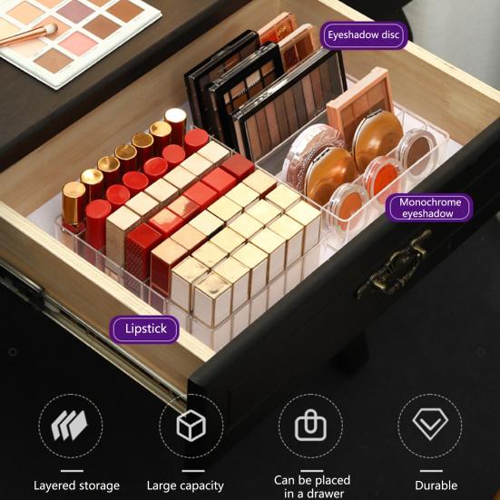 7 Grids Makeup Organizer Tray Storage Holder Large Capacity Transparent Design Multipurpose Eyeshadow Palette Makeup Holder