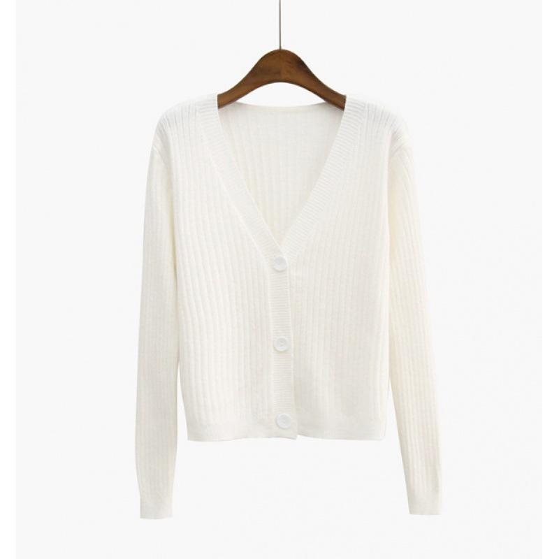 V-Neck Knitted Cardigan: Retro Hong Kong Style Sweater for Spring & Autumn, Long Sleeve Short Jacket for Women