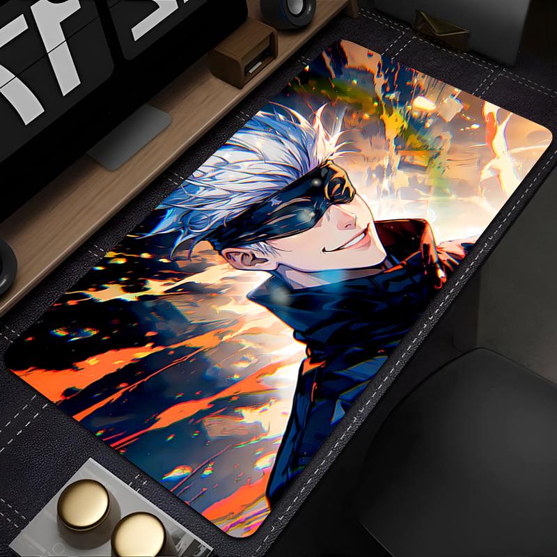 Cool Gaming Mouse Pad Jujutsu Kaisen Gojo Desk Mat Gamer Professional Premium Mousepad Speed Control Accessories Keyboard Pad