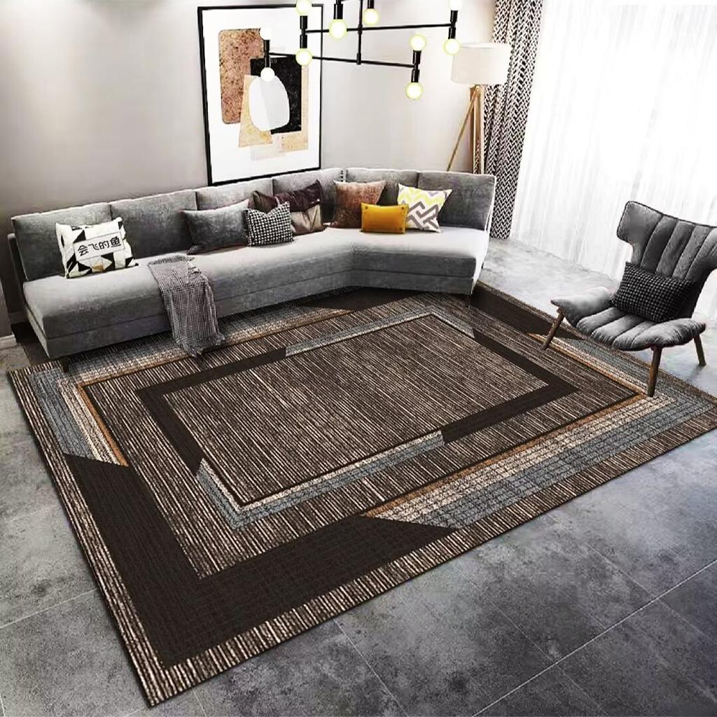 Nordic Black Geometric Living Room Carpet Modern Light Luxury Large Area Rug for Bedroom Washable Lounge Coffee Tables Floor Mat