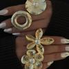 Rings, Electroplated Pearl Jewelry, Alloy Flower Jewelry, Niche High-end Light Luxury Rings, Women's Accessories