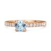 Blue Topaz Classic Solitaire Pavé Band Ring - 925 Sterling Silver Rose Gold Vermeil