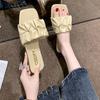 Summer Slippers For Women  Flats 2024 New Pleated Korean Slippers Women Sandals Green Slip On Shoes Big Size 35-42