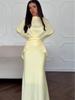 2025 Autumn European & American Style Pleated Waist Slimming Fashion Dress