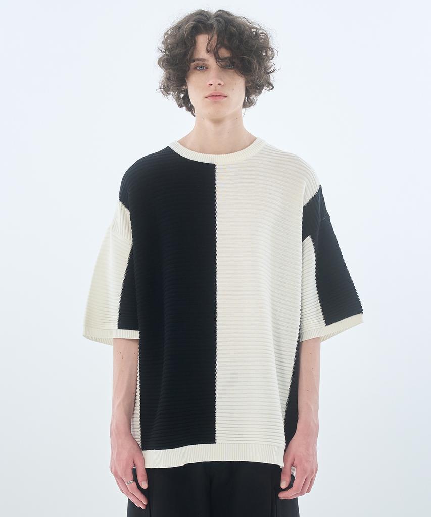 ZENSAI Combination Block Knit Black