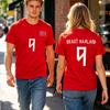 Haaland Nummer 9 T-shirt Unisex Streetwear Kortärmad Bomull Sommar Rundhalsad T-shirts Design Grafiskt Tryck Kläder Lös Dam