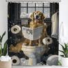 1Pc Funny Dog Bath Shower Curtain,Cute Dogs Reading Newspaper On Toliet Bathroom Curtain,Washable Cloth Kids Shower Curtains