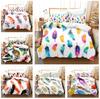Juego de cama para el hogar, funda de edredón y funda de almohada con estampado de plumas, juego de cama de tamaño completo AU/EU/US