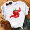 New Kawaii Fruits Strawberry Print Unisex Tshirt Tops Casual Female Shortsleeved Streetwear Black Round Neck Oversized Tshirts