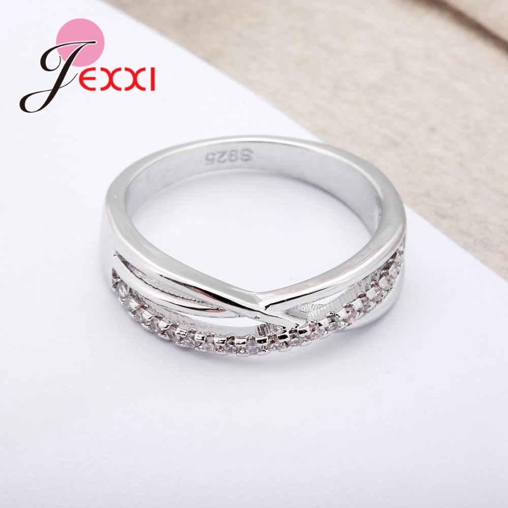 New Wide Cubic Zircon 925 Sterling Silver Ring Fashion Female Jewelry Infinity Women Wedding Rings For Party