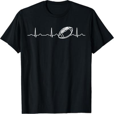 Funny Football Ball Heartbeat Clothing Fan Men Boys T-Shirt