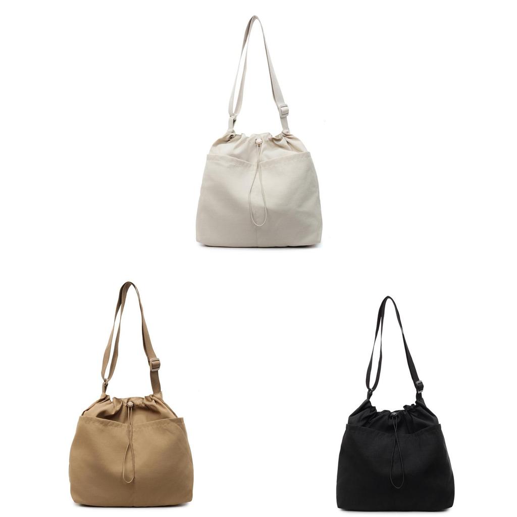 Nylon Bucket Bag With Drawstring Closure For Casual Daily Use