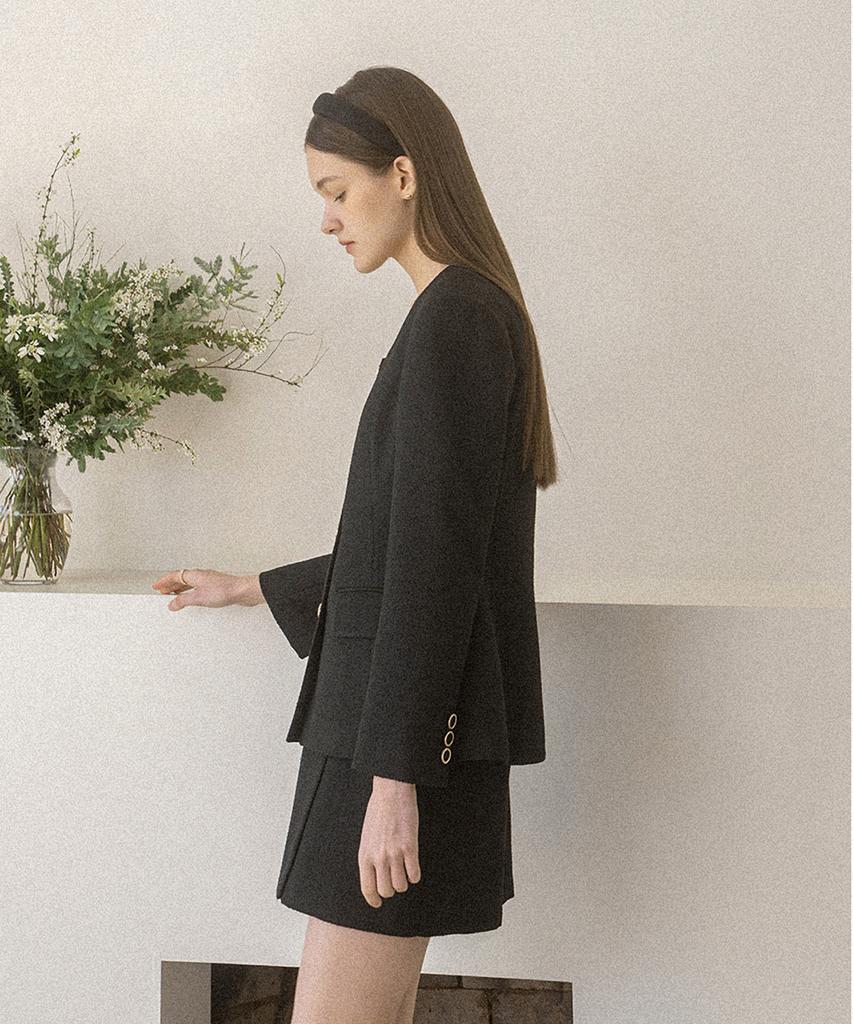 Kkeulle Blair Tweed Skirt_Black