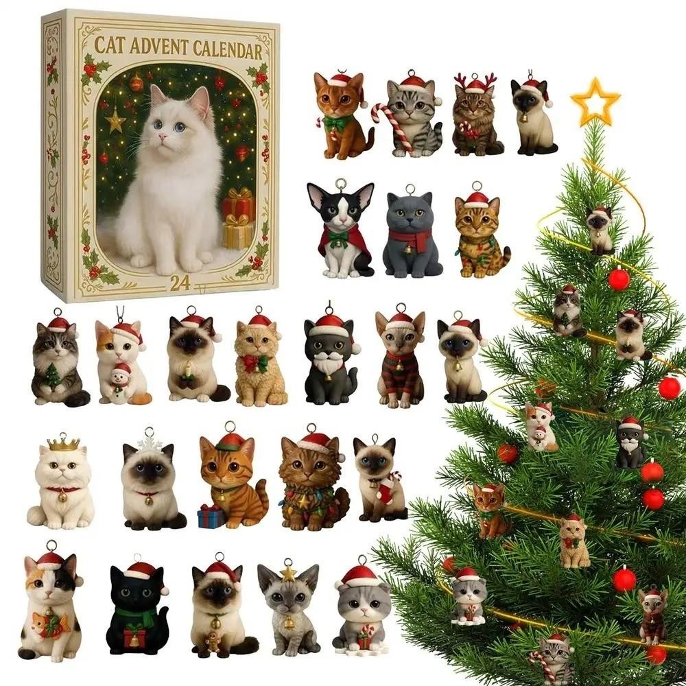Cute Kitten Advent Calendar 24 Days 2D Acrylic Christmas Countdown Calendar Cat Lovers Gift Christmas Decoration