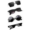 Sheomy Unisex Combo Offer Pack of 4 Shades Glasses Pathan Sunglasses Rectangle Retro Vintage Narrow Women::Men , MKN-368