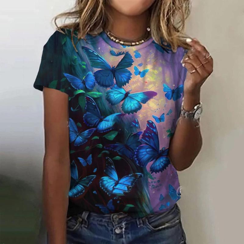 Women's Short-sleeved T-shirt Summer Crewneck Top Loose Casual Short-sleeved Fashion Printed Clothing Women's Elegant T-shirt