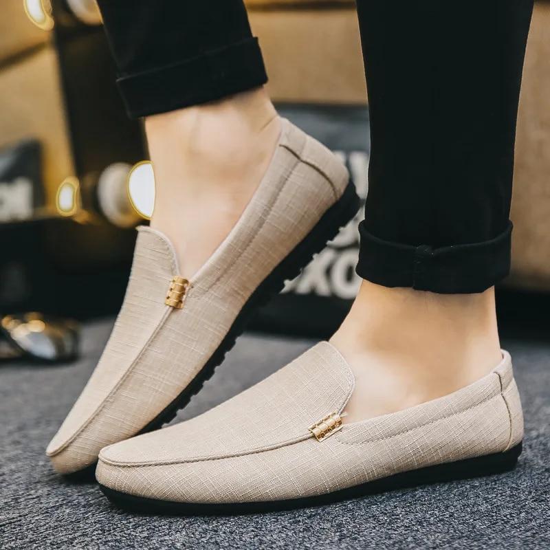 Heren Casual Schoenen Canvas Slip on Fashion Loafers voor Mannen Luxe Jurk Rijschoenen Formele Bruiloft Feest Flats Plus Size