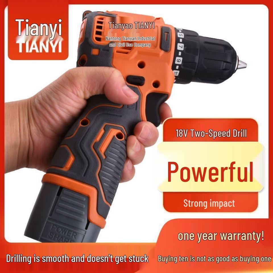 Compact Brushless High-Power Impact Drill with Rechargeable Lithium Battery for Household Use