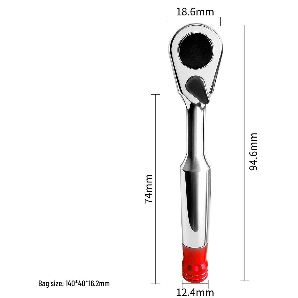 Kompakter 1/4" Doppeltwirkender 72-Zahn Ratsche-Schraubenschlüssel mit Schnelllöse-Sechskantstecknuss für schnelle Reparaturen
