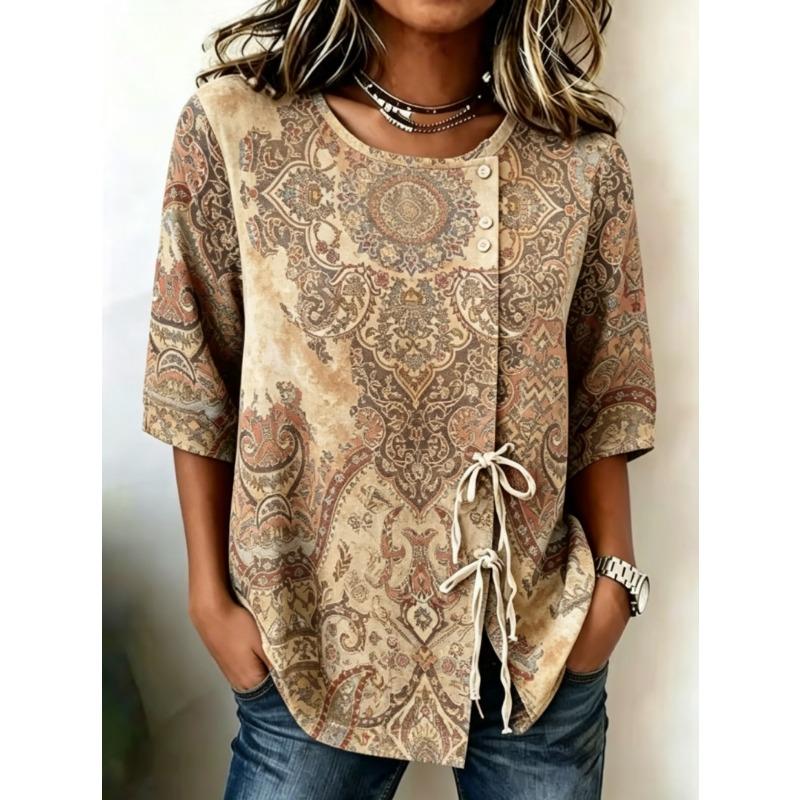 Women's Spring Summer Drawstring Blouse