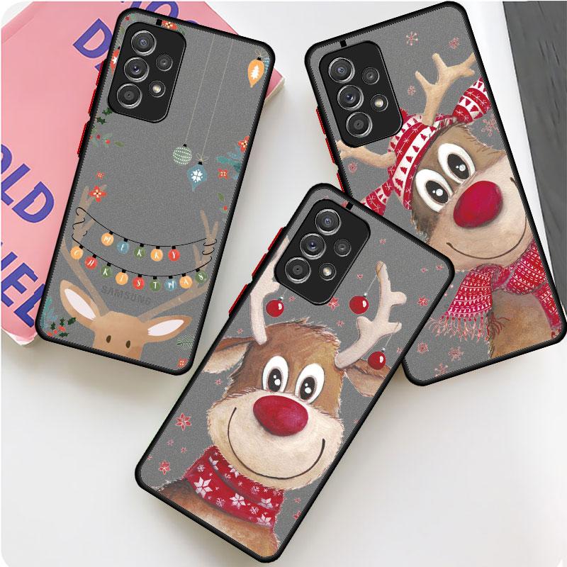 Weihnachten Neujahr Geschenke Elch Schnee Matte Fall Für Samsung Galaxy A52 A12 A51 A32 A21s A71 A32 5G A12 A22 a53 A70 A50 Telefon Shell