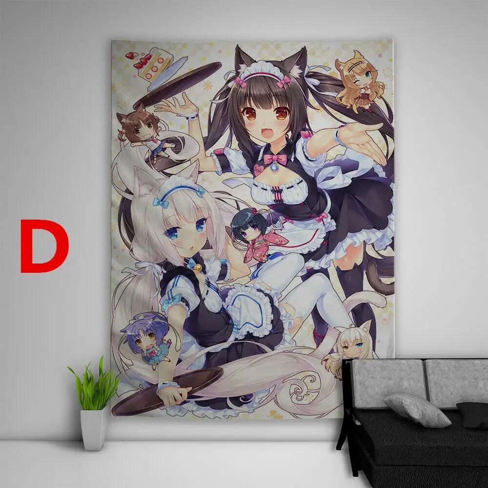 Nekopara Anime Tapestry Wall Kawaii Room Decor Art Print Poster Cute Girl Manga Aesthetic Dorm Background Cloth For Bedroom