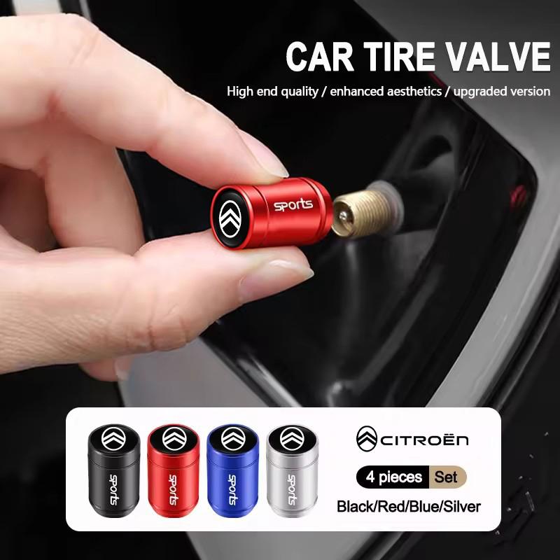 AEQ4 4pcs Car Wheel Tire Valve Caps Air Stem Covers For Citroen DS3 DS4 Cactus C1 2CV Jumpy C8 C-Elysee C15 C4L Spacetourer CelyseeC6