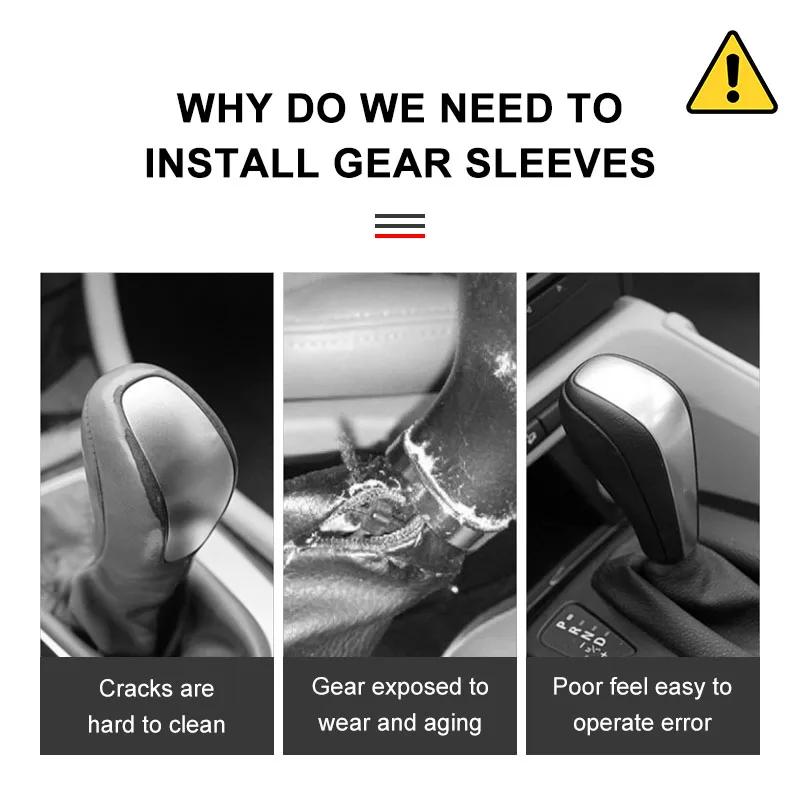 Car Gear Shift Cover PU Leather Shift Lever Cover Gearbox Shifter Knob Emblems For Mitsubishi Ralliart Lancer 9 10 ASX Outlander