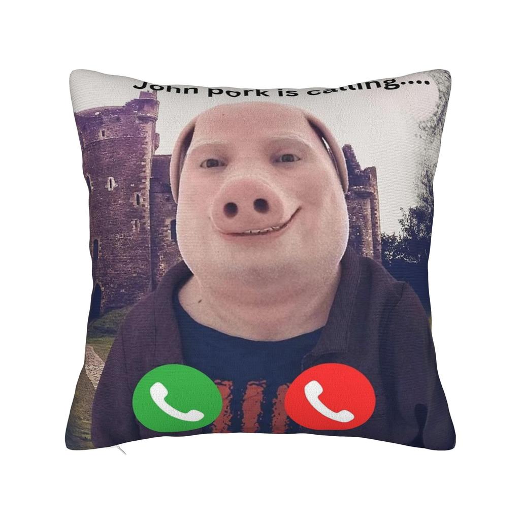 John Pork Is Calling Pillow Case Design Pillow Cover Retro Trendy Pillowcases For Living Room Sofa
