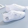 Women's 2024 White Mesh Sneakers: Breathable, Lightweight, Trendy Flats for Spring & Summer