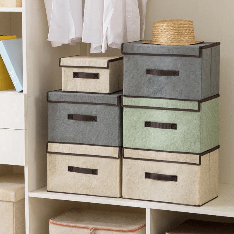 1 pz Scatola portaoggetti multiuso con coperchio per armadio, vestiti, libri, cosmetici, giocattoli Scatola portaoggetti antipolvere in tessuto non tessuto