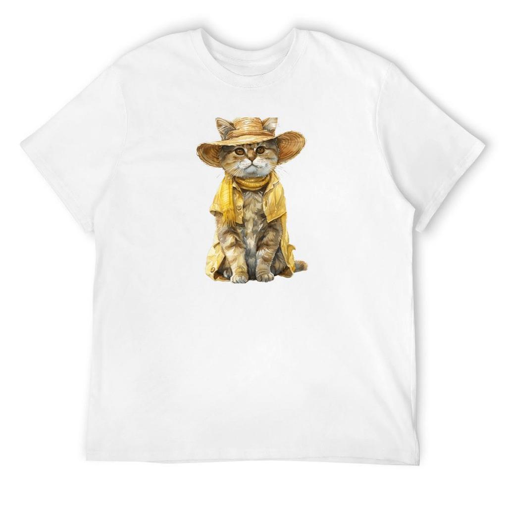 Charming Kitten In Floral Summer Attire T-Shirt Blouse Summer Clothes Sweat Shirts, Men