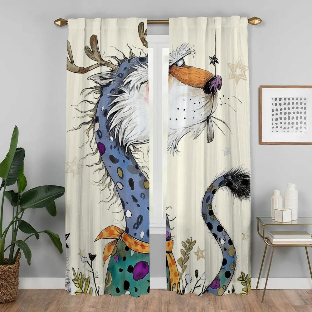 Set Of 2 Elegant Tulle Bedroom Magical Magic Halloween Decoration Room Curtains Curtain Home Interior Light Blocking Polyester Ideal For Decor