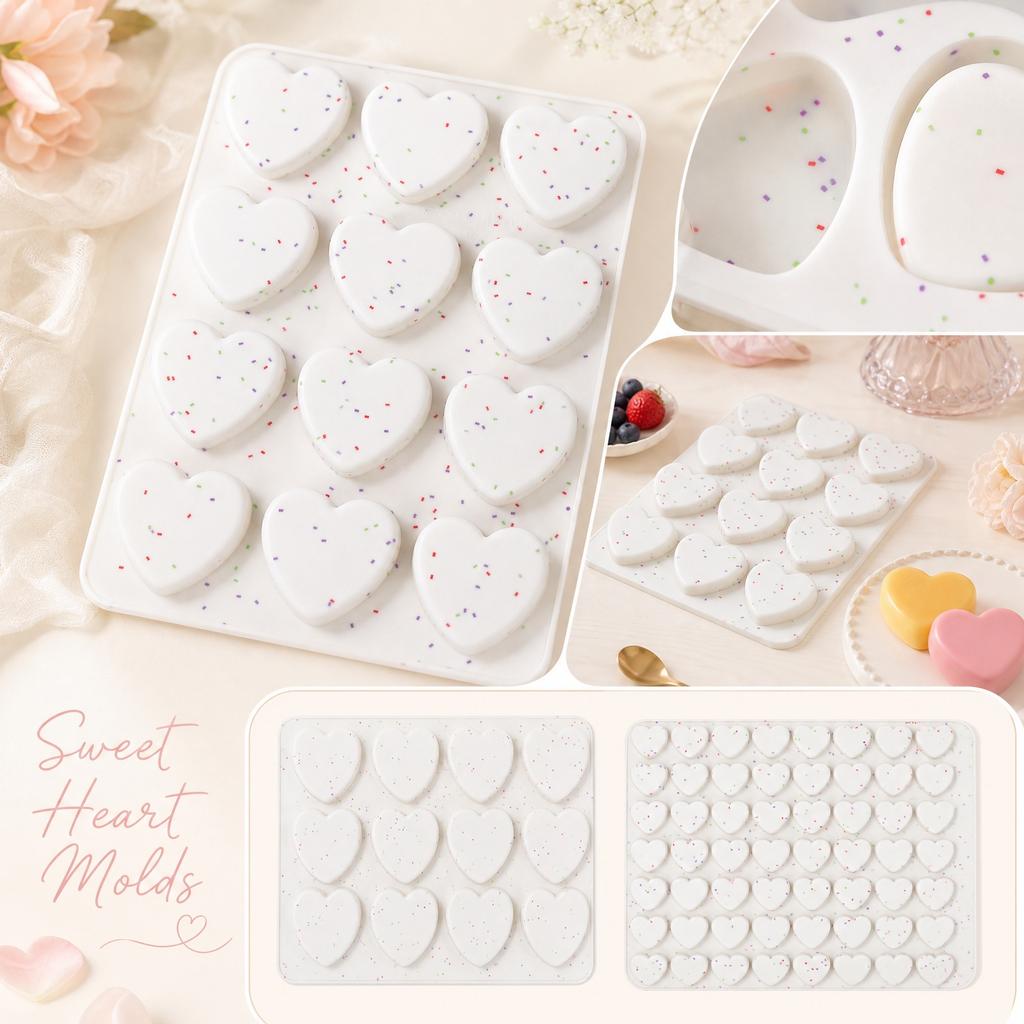 Multi Heart Shape Silicone Mold Food Grade Flexible Non Stick Mousse Mold for Baking Chocolate Candy Soap Making Kitchen Tool