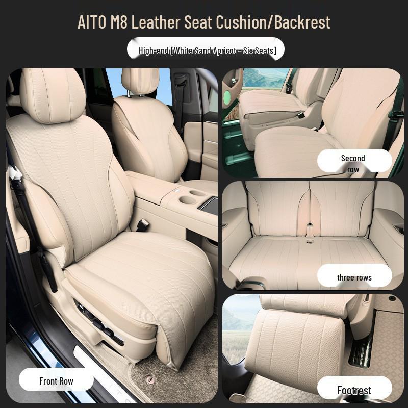 AITO M8 Nappa Leather Seat Cushion: Full Car, Five-Seat, Four Seasons, Eco-Friendly Ventilation, Auto Interior Accessories.
