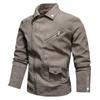 Men's PU Leather Jacket with Diagonal Zipper and Large Flip Collar Jacket