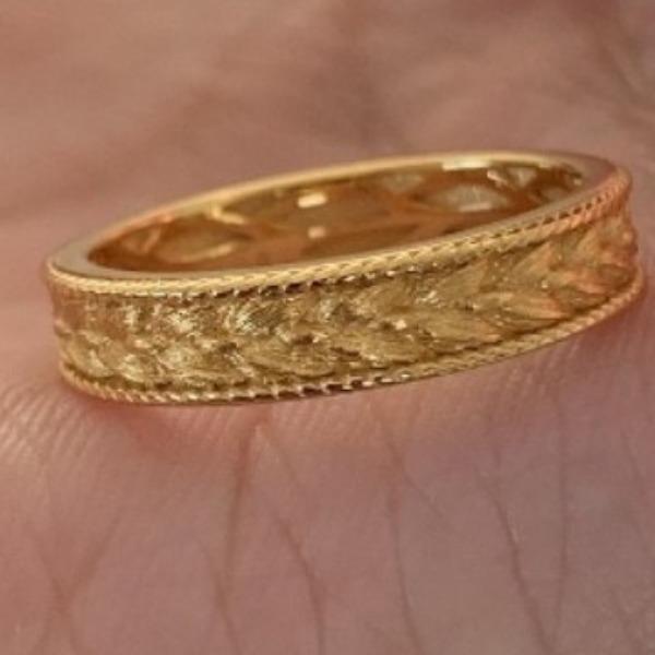 Leichter Luxus Retro Hochwertiger Gebürsteter Schlichter Ring Weizenähre Gedrehter Randring Nischen Design Personalisierter Vielseitiger Ring